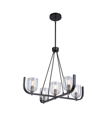 Cheshire Collection 5-Light Chandelier, Black & Nickel-(AC11746NB)-Artcraft Cheshire Collection 5-Light Chandelier, Black & Nickel-(AC11746NB)-Artcraft