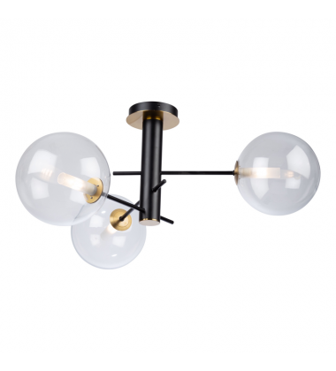 Aurelia Collection 3-Light Semi-Flush Mount, Matte Black & Brass-(AC11763VB)-Artcraft Aurelia Collection 3-Light Semi-Flush Mount, Matte Black & Brass-(AC11763VB)-Artcraft