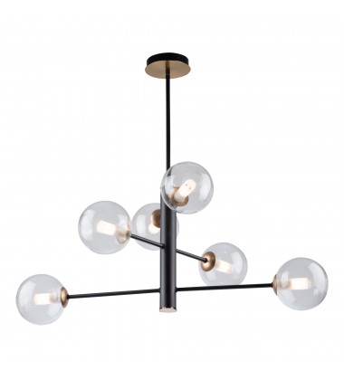  Aurelia Collection 6-Light Chandelier, Matte Black & Brass-(AC11765VB)-Artcraft