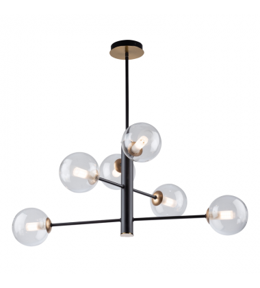 Aurelia Collection 6-Light Chandelier, Matte Black & Brass-(AC11765VB)-Artcraft Aurelia Collection 6-Light Chandelier, Matte Black & Brass-(AC11765VB)-Artcraft
