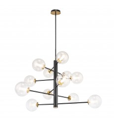  Aurelia Collection 12-Light Chandelier Black and Brushed Brass-(AC11768VB)-Artcraft