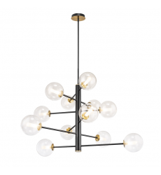  Aurelia Collection 12-Light Chandelier Black and Brushed Brass-(AC11768VB)-Artcraft
