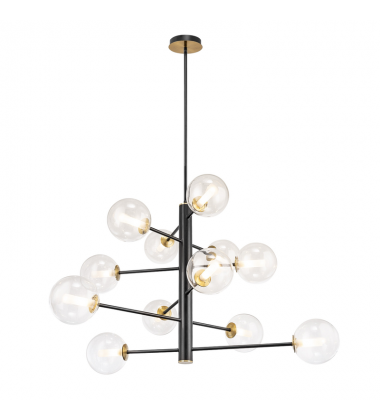 Aurelia Collection 12-Light Chandelier Black and Brushed Brass-(AC11768VB)-Artcraft Aurelia Collection 12-Light Chandelier Black and Brushed Brass-(AC11768VB)-Artcraft