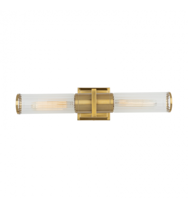 Positano Collection 2-Light Bathroom Vanity Light Brushed Brass and Clear Glass-(AC11772CB)-Artcraft Positano Collection 2-Light Bathroom Vanity Light Brushed Brass and Clear Glass-(AC11772CB)-Artcraft
