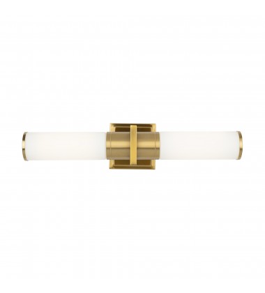  Positano Collection 2-Light Bathroom Vanity Light Brushed Brass and White Glass-(AC11772WB)-Artcraft