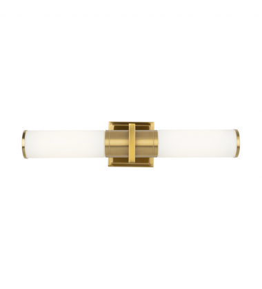 Positano Collection 2-Light Bathroom Vanity Light Brushed Brass and White Glass-(AC11772WB)-Artcraft Positano Collection 2-Light Bathroom Vanity Light Brushed Brass and White Glass-(AC11772WB)-Artcraft