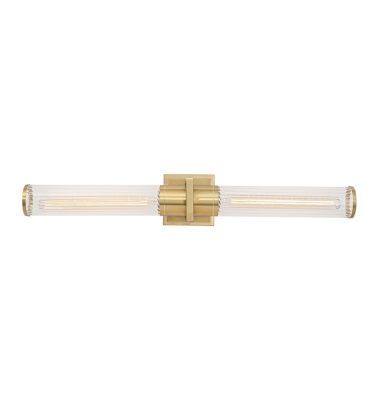 Positano - 2-Light Bathroom Vanity Light - Clear Glass/Satin Brass-(AC11773CB)-Artcraft Positano - 2-Light Bathroom Vanity Light - Clear Glass/Satin Brass-(AC11773CB)-Artcraft