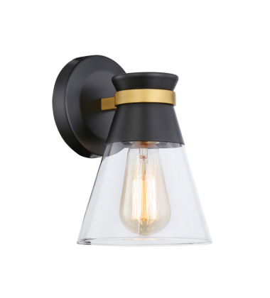 Kanata Collection 1-Light Sconce, Black & Brushed Brass-(AC11801BB)-Artcraft Kanata Collection 1-Light Sconce, Black & Brushed Brass-(AC11801BB)-Artcraft