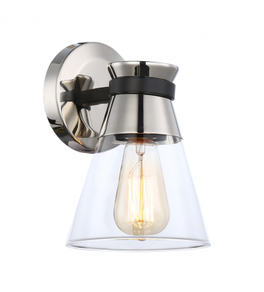 Kanata Collection 1-Light Sconce, Black & Brushed Nickel-(AC11801NB)-Artcraft Kanata Collection 1-Light Sconce, Black & Brushed Nickel-(AC11801NB)-Artcraft