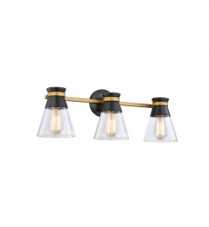  Kanata Collection 3-Light Vanity Light, Black & Brushed Brass-(AC11803BB)-Artcraft