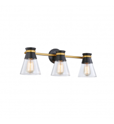 Kanata Collection 3-Light Vanity Light, Black & Brushed Brass-(AC11803BB)-Artcraft Kanata Collection 3-Light Vanity Light, Black & Brushed Brass-(AC11803BB)-Artcraft