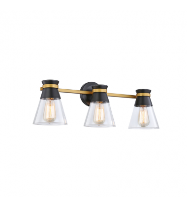 Kanata Collection 3-Light Vanity Light, Black & Brushed Brass-(AC11803BB)-Artcraft Kanata Collection 3-Light Vanity Light, Black & Brushed Brass-(AC11803BB)-Artcraft