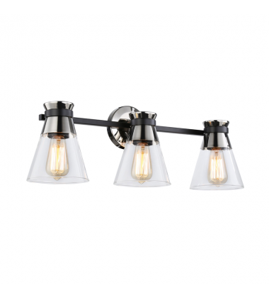 Kanata Collection 3-Light Vanity Light, Black & Brushed Nickel-(AC11803NB)-Artcraft Kanata Collection 3-Light Vanity Light, Black & Brushed Nickel-(AC11803NB)-Artcraft