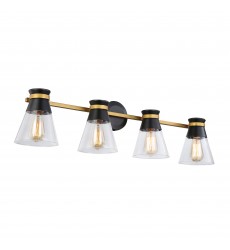  Kanata Collection 4-Light Vanity Light, Black & Brushed Brass-(AC11804BB)-Artcraft