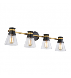Kanata Collection 4-Light Vanity Light, Black & Brushed Brass-(AC11804BB)-Artcraft Kanata Collection 4-Light Vanity Light, Black & Brushed Brass-(AC11804BB)-Artcraft