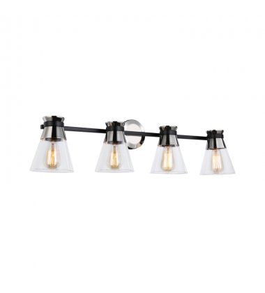 Kanata Collection 4-Light Vanity Light, Black & Brushed Nickel-(AC11804NB)-Artcraft Kanata Collection 4-Light Vanity Light, Black & Brushed Nickel-(AC11804NB)-Artcraft