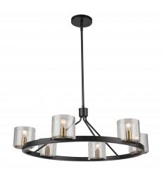 Salinas Collection 6-Light Chandelier, Black and Brass-(AC11826BB)-Artcraft