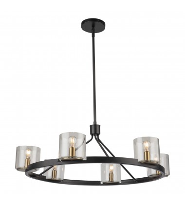  Salinas Collection 6-Light Chandelier, Black and Brass-(AC11826BB)-Artcraft
