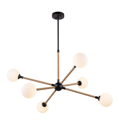 Capilano Collection 6-Light Chandelier Black-(AC11846BK)-Artcraft Capilano Collection 6-Light Chandelier Black-(AC11846BK)-Artcraft