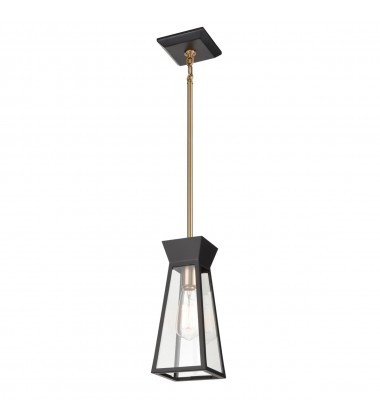  Lucian Single Pendant Black and Brushed Brass-(AC11850BK)-Artcraft