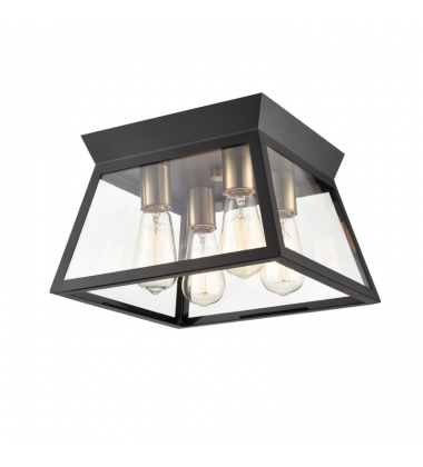  Lucian 4 Light Flushmount Black and Brushed Brass-(AC11853BK)-Artcraft