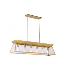  Lucian Linear Island Chandelier Brushed Brass-(AC11854BB)-Artcraft