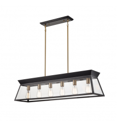  Lucian Linear Island Chandelier Black and Brushed Brass-(AC11854BK)-Artcraft