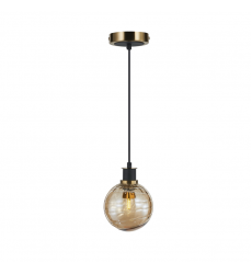  Gem Collection 1-Light Pendant with Amber Glass Black and Brushed Brass-(AC11870AM)-Artcraft