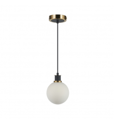  Gem Collection 1-Light Pendant with White Glass Black and Brushed Brass-(AC11870WH)-Artcraft