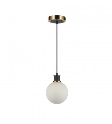  Gem Collection 1-Light Pendant with White Glass Black and Brushed Brass-(AC11870WH)-Artcraft