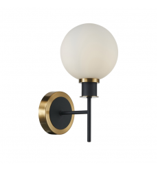  Gem Collection 1-Light Sconce with White Glass Black and Brushed Brass-(AC11871WH)-Artcraft