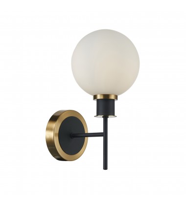  Gem Collection 1-Light Sconce with White Glass Black and Brushed Brass-(AC11871WH)-Artcraft
