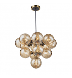  Gem Collection 13-Light Chandelier with Amber Glass Black and Brushed Brass-(AC11872AM)-Artcraft