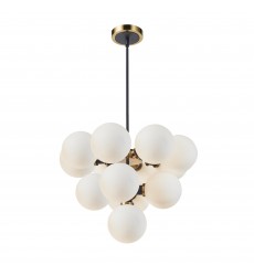  Gem Collection 13-Light Chandelier with White Glass Black and Brushed Brass-(AC11872WH)-Artcraft