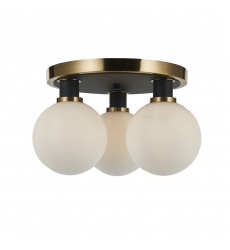 Gem Collection 3-Light Semi-Flush Mount Black and Brushed Brass-(AC11873WH)-Artcraft Gem Collection 3-Light Semi-Flush Mount Black and Brushed Brass-(AC11873WH)-Artcraft