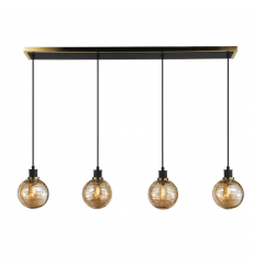 Gem Collection 4-Light Island/Pool Table with Amber Glass Black and Brushed Brass-(AC11874AM)-Artcraft Gem Collection 4-Light Island/Pool Table with Amber Glass Black and Brushed Brass-(AC11874AM)-Artcraft