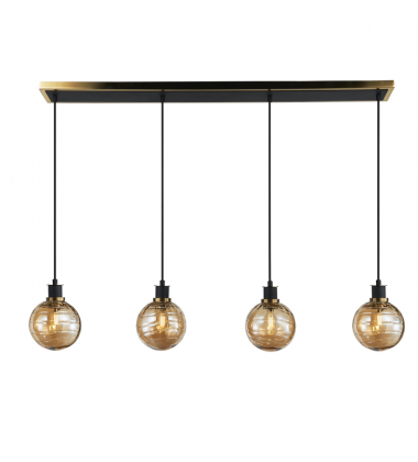 Gem Collection 4-Light Island/Pool Table with Amber Glass Black and Brushed Brass-(AC11874AM)-Artcraft Gem Collection 4-Light Island/Pool Table with Amber Glass Black and Brushed Brass-(AC11874AM)-Artcraft