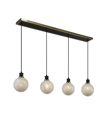 Gem Collection 4-Light Island/Pool Table Black and Brushed Brass-(AC11874SW)-Artcraft Gem Collection 4-Light Island/Pool Table Black and Brushed Brass-(AC11874SW)-Artcraft
