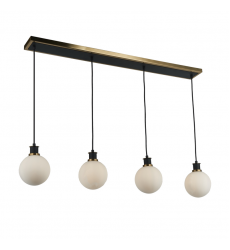 Gem Collection 4-Light Island/Pool Table with White Glass Black and Brushed Brass-(AC11874WH)-Artcraft Gem Collection 4-Light Island/Pool Table with White Glass Black and Brushed Brass-(AC11874WH)-Artcraft