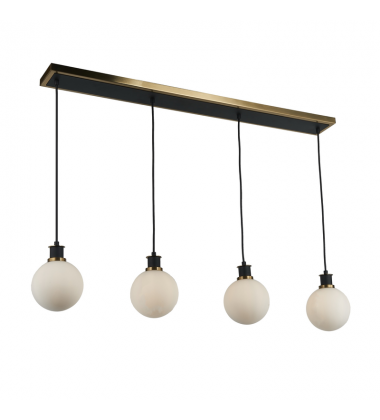 Gem Collection 4-Light Island/Pool Table with White Glass Black and Brushed Brass-(AC11874WH)-Artcraft Gem Collection 4-Light Island/Pool Table with White Glass Black and Brushed Brass-(AC11874WH)-Artcraft