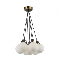 Gem Collection 7-Light Pendant with White Glass Black and Brushed Brass-(AC11877WH)-Artcraft Gem Collection 7-Light Pendant with White Glass Black and Brushed Brass-(AC11877WH)-Artcraft