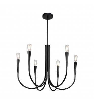  Bronte Collection 6-Light Chandelier Black-(AC11926BK)-Artcraft
