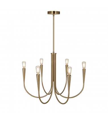 Bronte Collection 6-Light Chandelier Brass-(AC11926BR)-Artcraft Bronte Collection 6-Light Chandelier Brass-(AC11926BR)-Artcraft