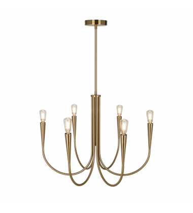 Bronte Collection 6-Light Chandelier Brass-(AC11926BR)-Artcraft Bronte Collection 6-Light Chandelier Brass-(AC11926BR)-Artcraft