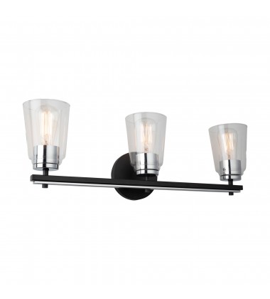 Essex Collection 3-Light Bathroom Vanity Fixture Black and Chrome-(AC11933NB)-Artcraft