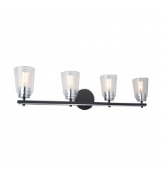  Essex Collection 4-Light Bathroom Vanity Fixture Black and Chrome-(AC11934NB)-Artcraft