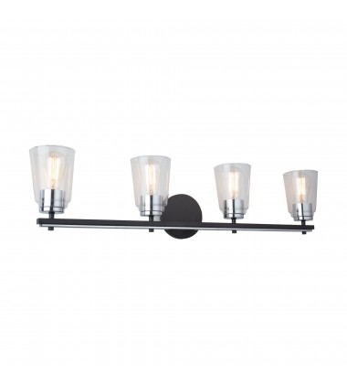  Essex Collection 4-Light Bathroom Vanity Fixture Black and Chrome-(AC11934NB)-Artcraft