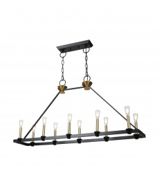 Notting Hill Collection 10-Light Island/Pool Table Black and Brushed Brass-(AC11980BB)-Artcraft Notting Hill Collection 10-Light Island/Pool Table Black and Brushed Brass-(AC11980BB)-Artcraft