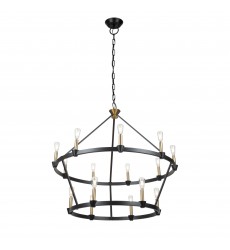 Notting Hill Collection 15-Light Chandelier Black and Brushed Brass-(AC11985BB)-Artcraft Notting Hill Collection 15-Light Chandelier Black and Brushed Brass-(AC11985BB)-Artcraft