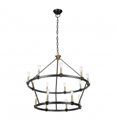  Notting Hill Collection 15-Light Chandelier Black and Brushed Brass-(AC11985BB)-Artcraft